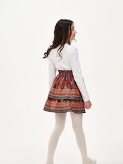 Nicole Miller Red Floral Print Cotton Skirt - Image 2 of 8