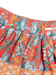 Nicole Miller Red Floral Print Cotton Skirt - Image 5 of 8