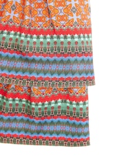 Nicole Miller Red Floral Print Cotton Skirt - Image 7 of 8