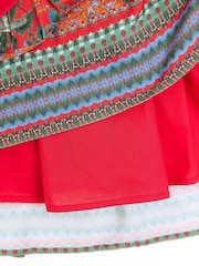 Nicole Miller Red Floral Print Cotton Skirt - Image 8 of 8