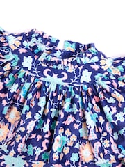 Nicole Miller Blue Floral Print Cotton Blouse - Image 3 of 7