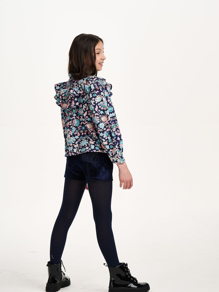 Nicole Miller Blue Floral Print Cotton Blouse - Image 7 of 7 Nicole Miller Blue Floral Print Cotton Blouse - Image 7 of 7