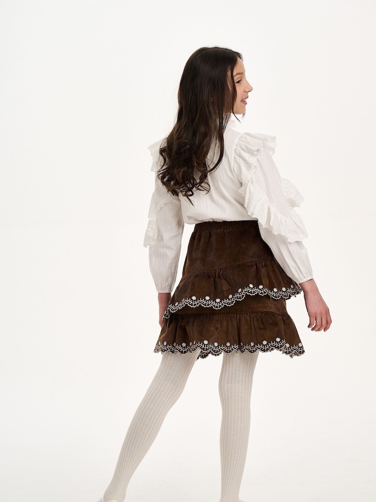 Nicole Miller Ruffle Co-ord Brown Skirt - Image 2 of 8 Nicole Miller Ruffle Co-ord Brown Skirt - Image 2 of 8