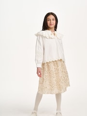 Nicole Miller Cream Embrodery 100% Cotton Blouse - Image 1 of 8
