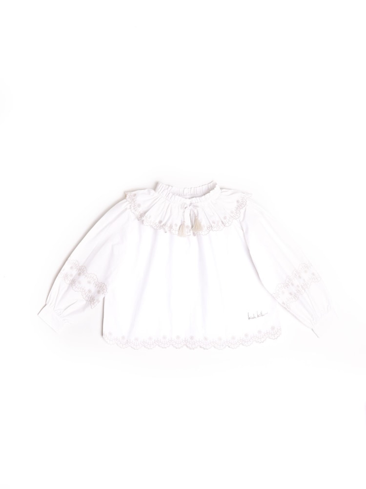 Nicole Miller Cream Embrodery 100% Cotton Blouse - Image 3 of 8