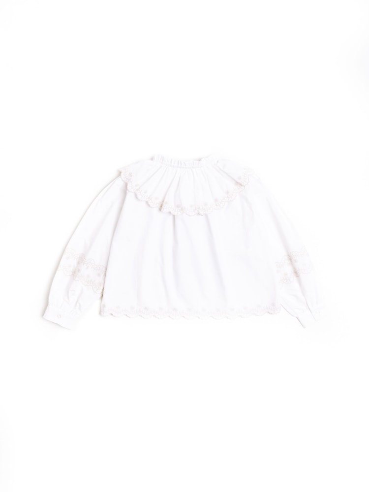 Nicole Miller Cream Embrodery 100% Cotton Blouse - Image 4 of 8