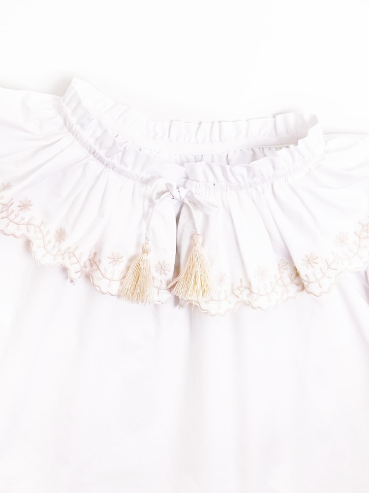 Nicole Miller Cream Embrodery 100% Cotton Blouse - Image 5 of 8