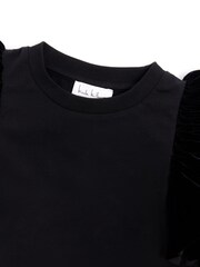 Nicole Miller Ruffle Trims Sleeve Long Sleeve 100% Cotton Black T-shirt - Image 5 of 7