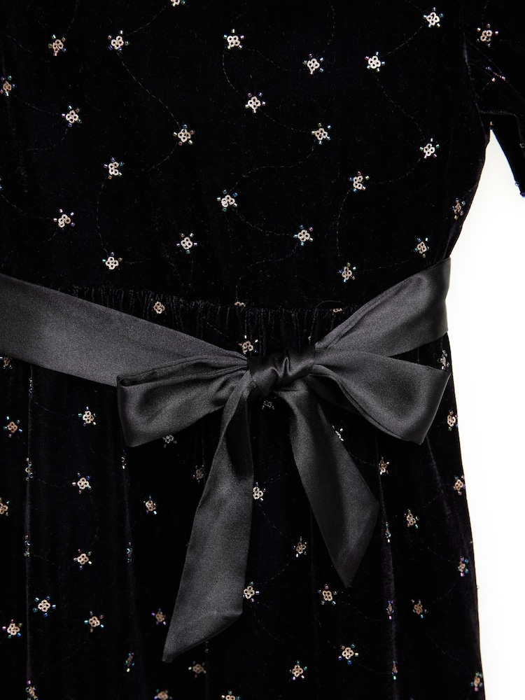 Nicole Miller Sequins Black Velvet Dress - Image 8 of 8