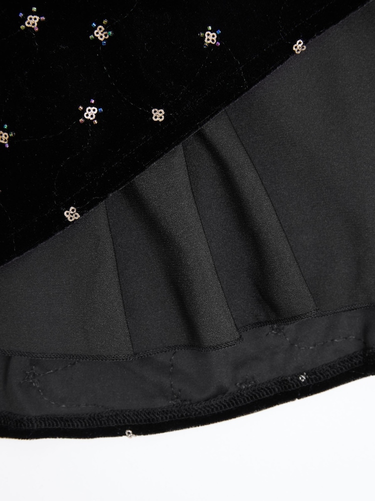 Nicole Miller Sequins Black Velvet Skirt - Image 7 of 7 Nicole Miller Sequins Black Velvet Skirt - Image 7 of 7