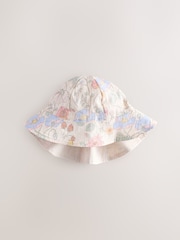 Pink Floral Print 100% Cotton Baby Summer Hat (0mths-2yrs) - Image 1 of 3