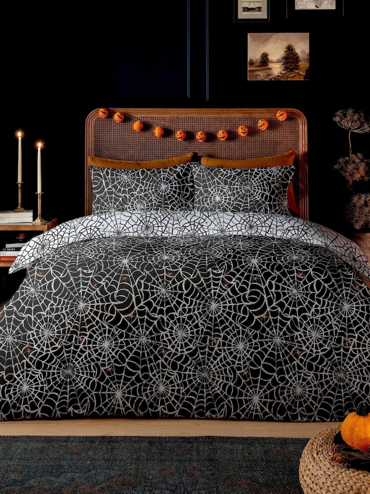 Copenhagen Home Black/White Spiders Web Spider Duvet Cover Set - Image 1 of 2