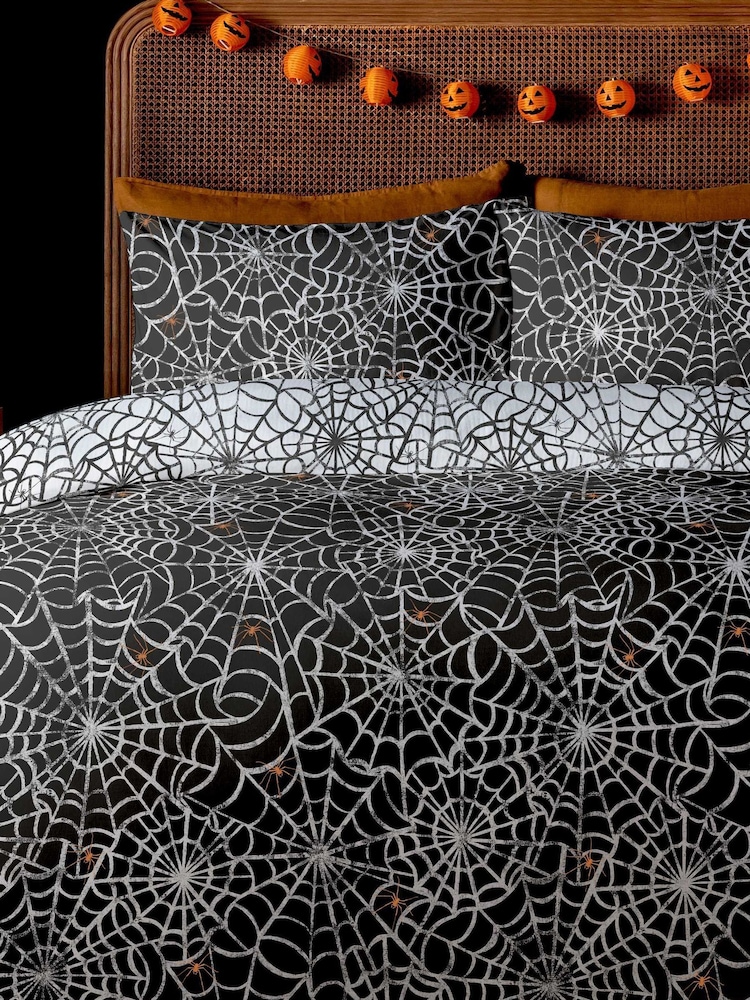 Copenhagen Home Black/White Spiders Web Spider Duvet Cover Set - Image 2 of 2
