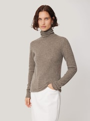 Jigsaw Brown Cloud Cashmere Polo Jumper - Image 1 of 5