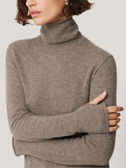Jigsaw Brown Cloud Cashmere Polo Jumper - Image 4 of 5