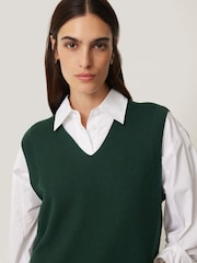 Jigsaw Green Cotton Blend V-Neck Tank - Image 2 of 7