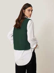Jigsaw Green Cotton Blend V-Neck Tank - Image 5 of 7