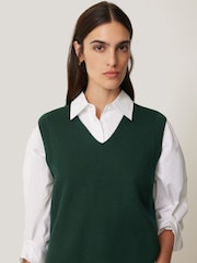 Jigsaw Green Cotton Blend V-Neck Tank - Image 6 of 7