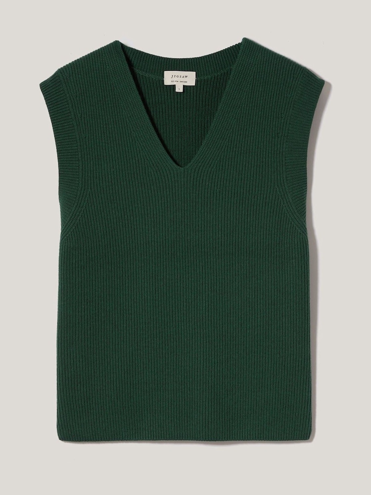 Jigsaw Green Cotton Blend V-Neck Tank - Image 7 of 7