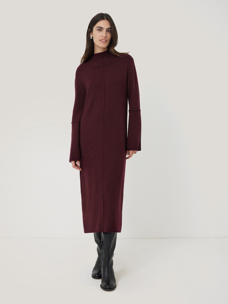 Jigsaw Red Compact Wool Line Burgundy Dress - Image 1 of 6