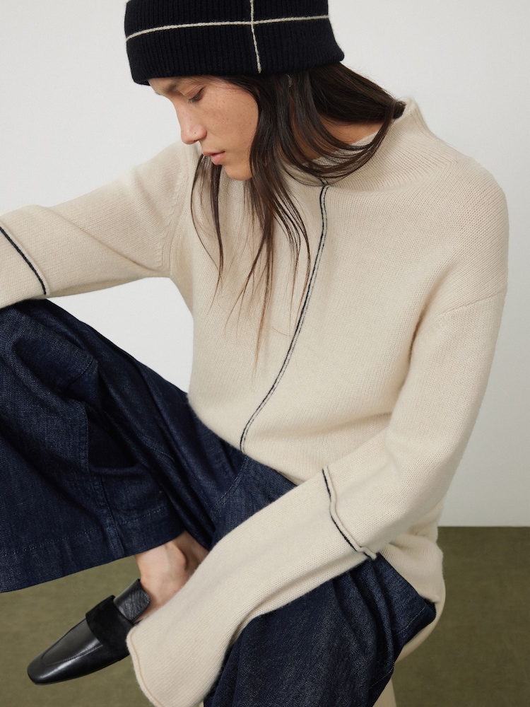 Jigsaw Cream Compact Wool Line Jumper - Image 2 of 6