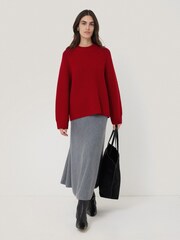 Jigsaw Red Fishermans Pure Wool Rib Crew Jumper - Image 6 of 7