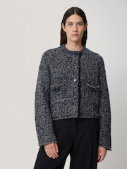 Jigsaw Blue French Tweed Cardi Jacket - Image 1 of 7