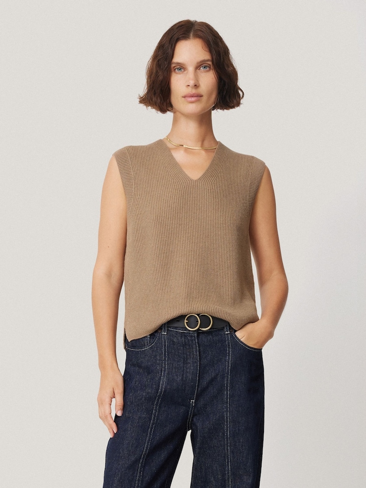 Jigsaw Natural Cotton Blend V-Neck Tank - Image 1 of 7