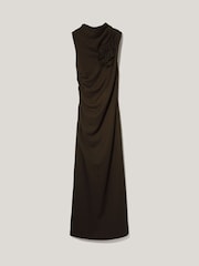 Jigsaw Brown Crinkle Ruched Corsage Dress - Image 6 of 7