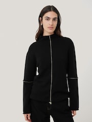 Jigsaw Black Compact Wool Line Jumper - Image 1 of 6