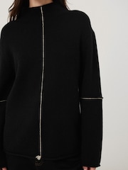 Jigsaw Black Compact Wool Line Jumper - Image 2 of 6