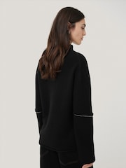 Jigsaw Black Compact Wool Line Jumper - Image 4 of 6