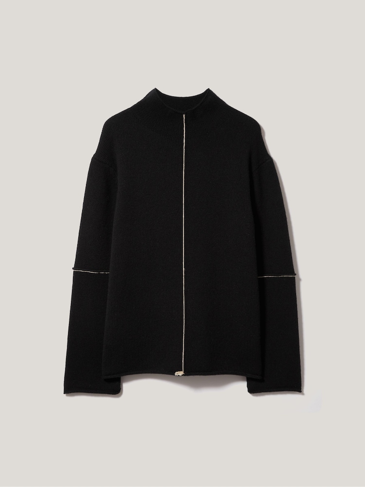 Jigsaw Black Compact Wool Line Jumper - Image 6 of 6