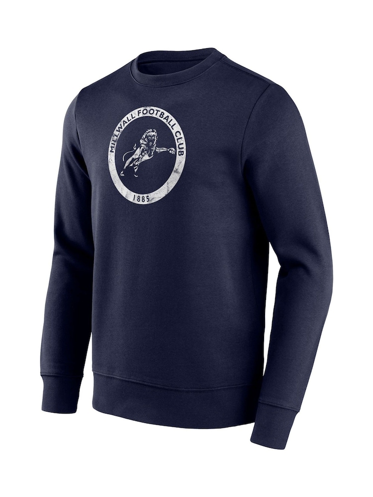 Fanatics Blue Millwall Distressed Retro Graphic Crew Sweatshirt - Image 3 of 3