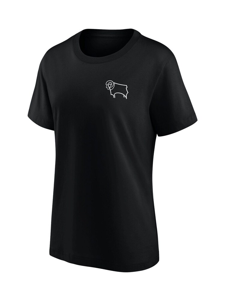 Fanatics Small Derby County 100% Cotton Essentials Crest Black T-Shirt - Image 2 of 3 Fanatics Small Derby County 100% Cotton Essentials Crest Black T-Shirt - Image 2 of 3