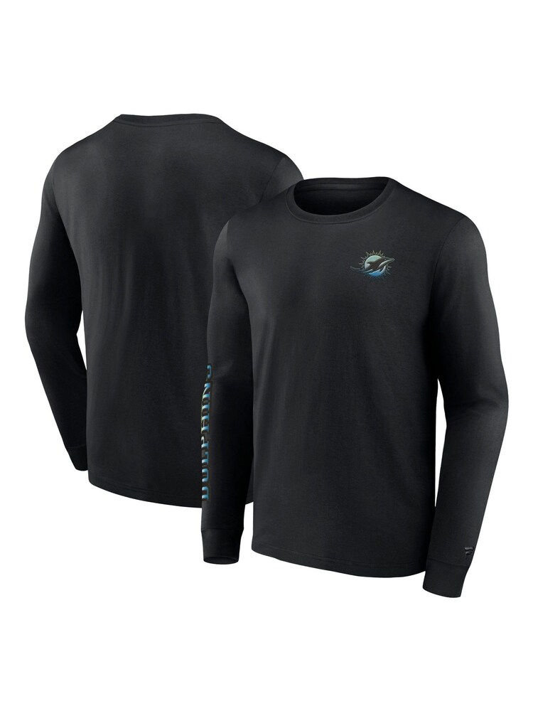 Fanatics 100% Cotton NFL Miami Dolphins Gradient Long Sleeve Crew Black T-Shirt - Image 1 of 3 Fanatics 100% Cotton NFL Miami Dolphins Gradient Long Sleeve Crew Black T-Shirt - Image 1 of 3