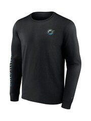 Fanatics 100% Cotton NFL Miami Dolphins Gradient Long Sleeve Crew Black T-Shirt - Image 2 of 3