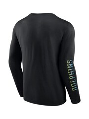 Fanatics 100% Cotton NFL Miami Dolphins Gradient Long Sleeve Crew Black T-Shirt - Image 3 of 3