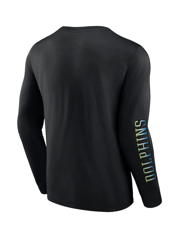 Fanatics 100% Cotton NFL Miami Dolphins Gradient Long Sleeve Crew Black T-Shirt - Image 3 of 3 Fanatics 100% Cotton NFL Miami Dolphins Gradient Long Sleeve Crew Black T-Shirt - Image 3 of 3