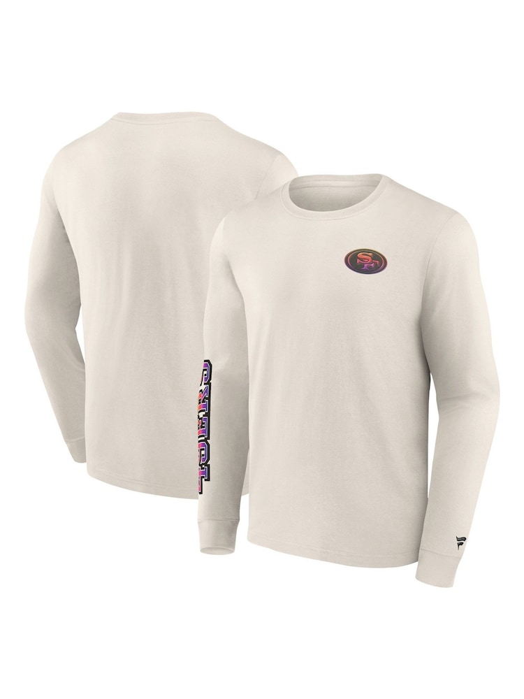 Fanatics 100% Cotton NFL San Francisco 49ers Gradient Long Sleeve Crew White T-Shirt - Image 1 of 3