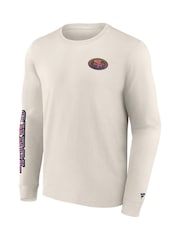 Fanatics 100% Cotton NFL San Francisco 49ers Gradient Long Sleeve Crew White T-Shirt - Image 2 of 3
