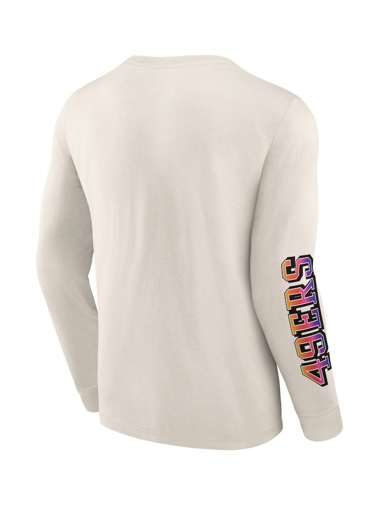 Fanatics 100% Cotton NFL San Francisco 49ers Gradient Long Sleeve Crew White T-Shirt - Image 3 of 3