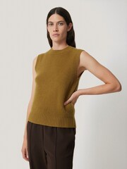 Jigsaw Green Cashmere Crew Neck Tank - Image 1 of 6