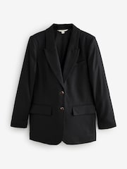 Zwart - Single Breasted Tailored Blazer With Linen - Image 6 of 9
