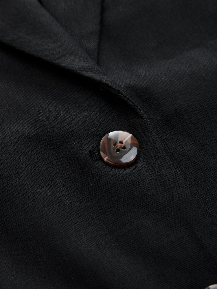Zwart - Single Breasted Tailored Blazer With Linen - Image 9 of 9