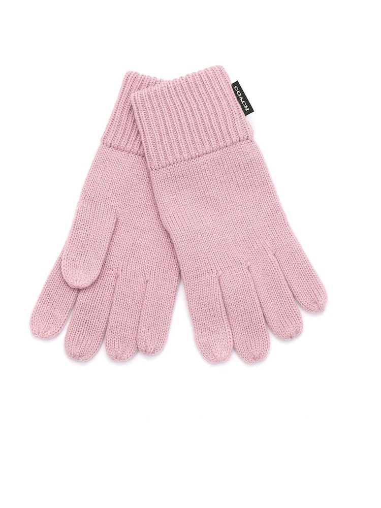 COACH Woven Patch Knit Black Gloves - Image 1 of 4 COACH Woven Patch Knit Black Gloves - Image 1 of 4