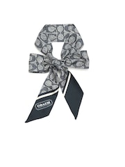 COACH Blue Vintage Signature C Printed Silk Skinny Scarf - Image 2 of 4