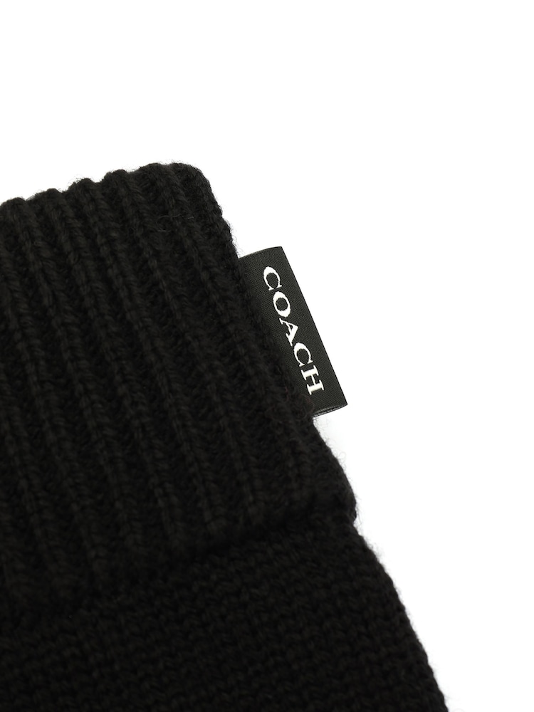COACH Woven Patch Knit Black Gloves - Image 4 of 4 COACH Woven Patch Knit Black Gloves - Image 4 of 4