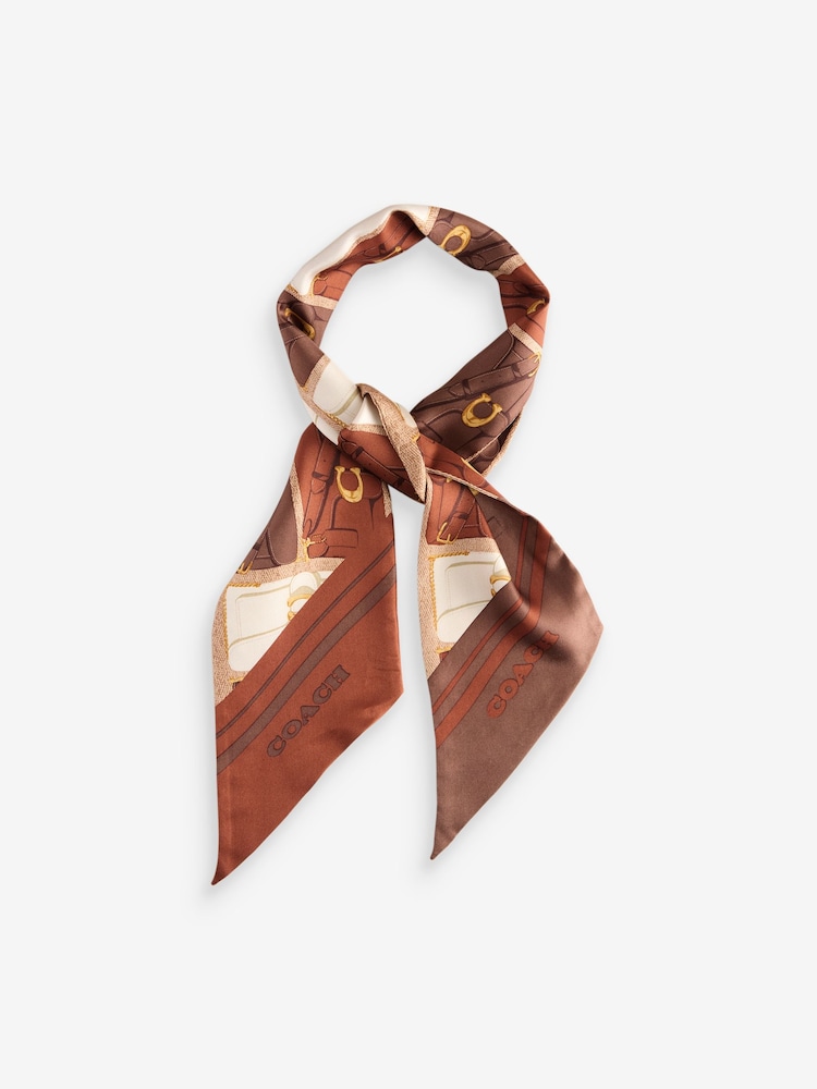COACH Orange Tabby Printed Skinny Scarf - Image 1 of 5