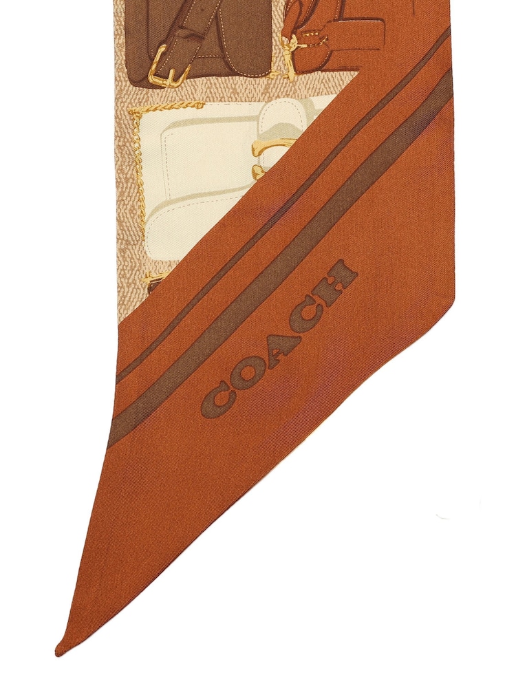 COACH Orange Tabby Printed Skinny Scarf - Image 5 of 5